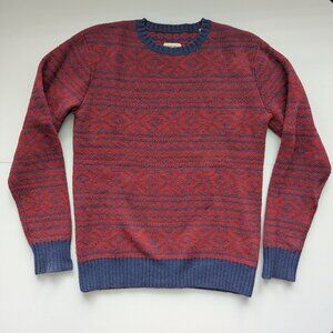 Life/After/Denim Men's Red/Blue Fair Isle Sweater Small Nordic Snow flake